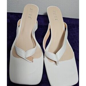 Juti Women Slip On Sandal White Ladies Casual Leather Size 9M US